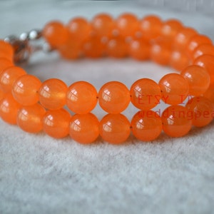 oragne jade bracelet, 2 rows 8mm round jade bracelet, wedding bracelet, Christmas present gift, orange color bracelet,bridesmaid jewelry