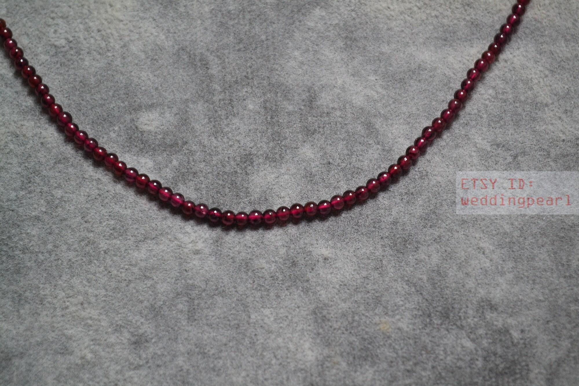 Collier En Perles De Grenat Dégressif Bordeaux - Naturelles, Acier Inoxydable, Neuf Avec étiquettes