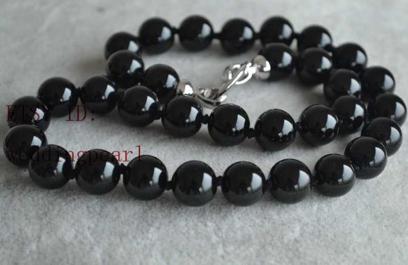 12mm black stone necklaces,single black bead necklace,round agate necklaces,mother necklace,wedding jewelry black agate necklaces