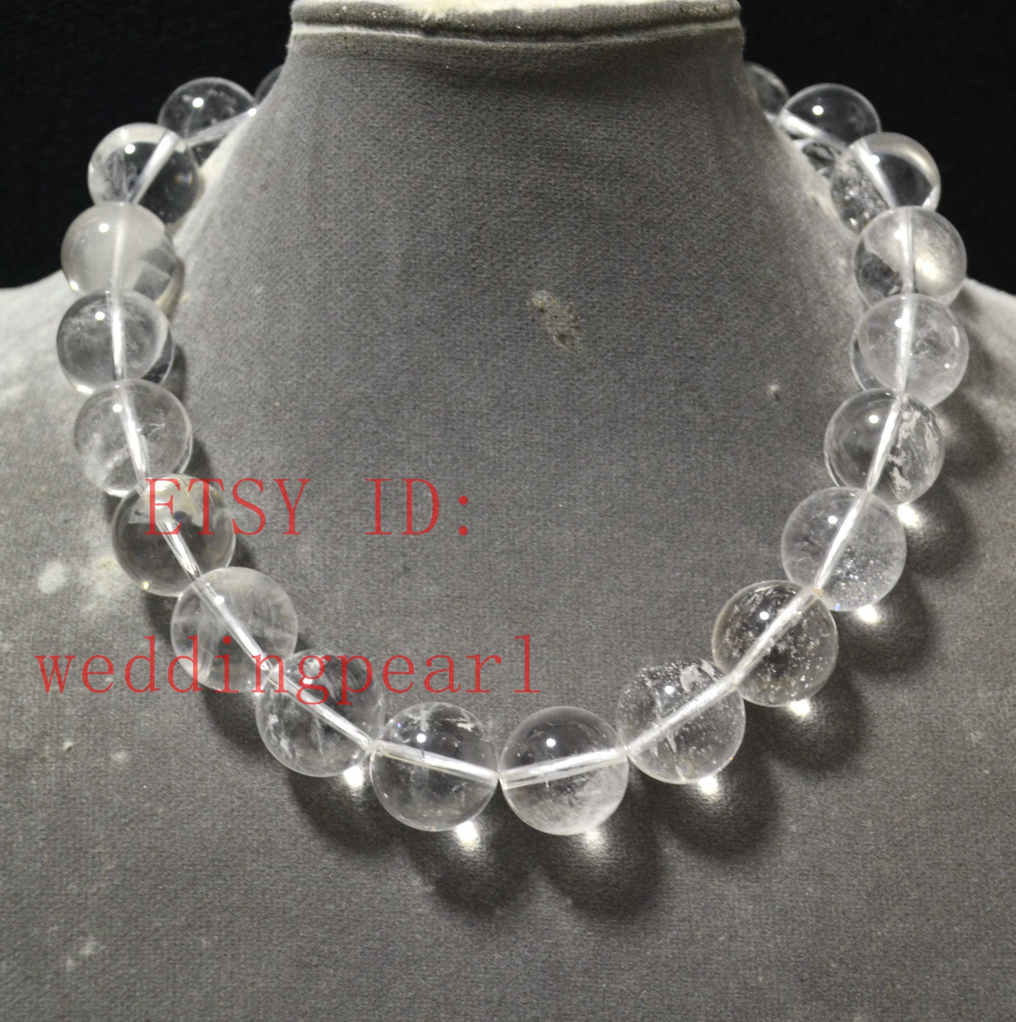 Clear quartz bead necklace deals