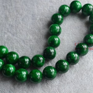 14 mm big dark green jade necklace, hand knotted beaded necklace, statement necklace, mother necklace, women necklace image 2