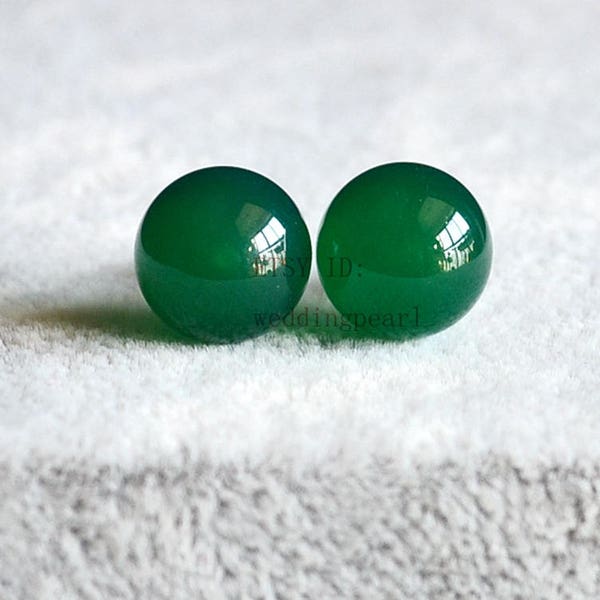 Boucles d'oreilles en agate verte, boucles d'oreilles en agate 10 mm, pierre porte-bonheur d'anniversaire, clous d'oreilles ronds en pierres précieuses, boucles d'oreilles en pierre véritable, clous d'oreilles en agate verte