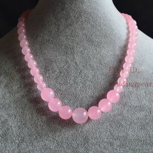 pale pink jade gradually necklace, single strand jade necklace,bridesmaid necklace,women necklace,statement necklace, pink bead necklace