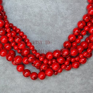 multi-strand red turquosie necklace,five strand turquoise red bead necklace,wedding jewelry,statement necklace,twisted turquoise necklaces image 2