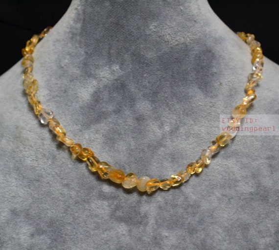 5 7mm Irregular Citrine Necklace Single Strand Yellow Beaded