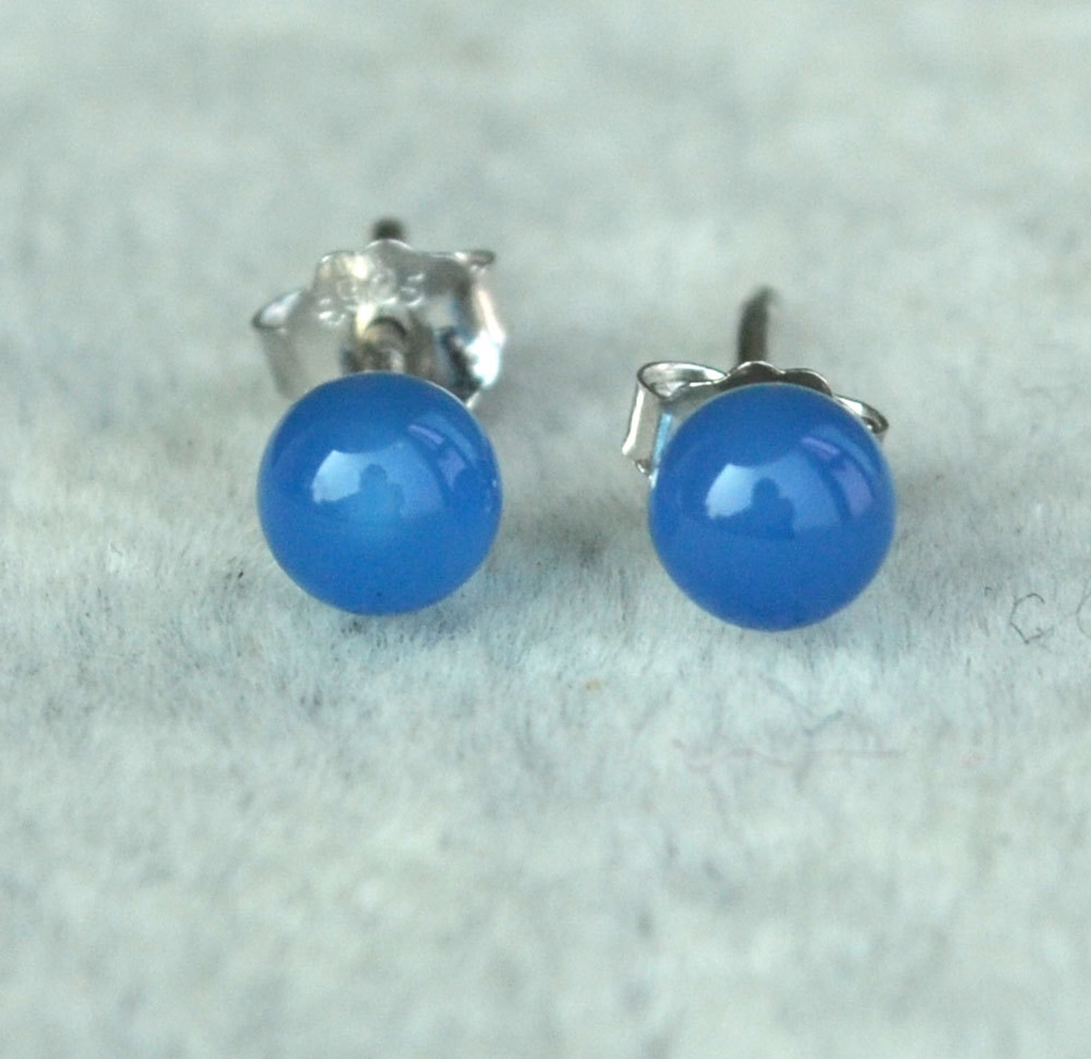 Light Blue Earringssmall Earrings 4mm Round Jade Earrings Etsy