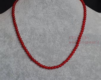 4.5mm small red jade necklace, red bead necklace,semi precious stone necklace,sweet stone necklace,women necklace, kid necklace