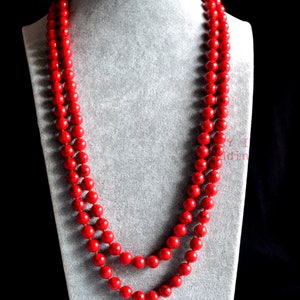 55 inches 10 mm red turquoise necklace, single strand turquoise long necklace,red statement necklace,man-made turquoise bead necklaces