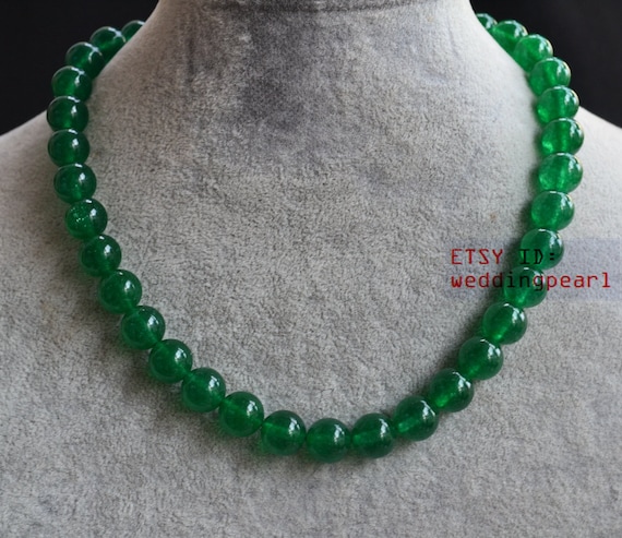 10mm Green Jade Necklace single Strand Green Bead Necklace statement Necklace Women Necklace Stone Necklace Green Color Beads Necklace Etsy Canada