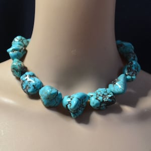turquoise necklace,man-made turquoise Necklace,statement necklace,Large turquoise turquoise necklace, raw turquoise necklace
