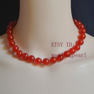 12mm red jade necklaces, red necklaces,single red bead necklace,hand knotted jade necklace, mother necklace,wedding jewelry
