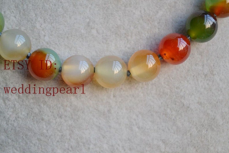 multicolor agate necklaces,round agate necklaces,10.5mm multicolour stone necklaces Christmas present statement necklace