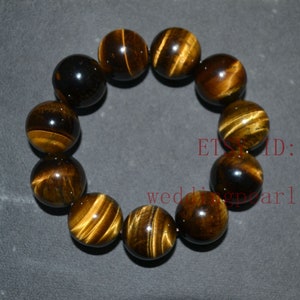 Tiger Eye 19-20mm round Stretchy String Bracelet big tiger's eye stone bracelet Tigers Eye Handmade Jewelry