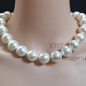 18mm Off White Shell Pearl Necklace, Bridesmaids Choker