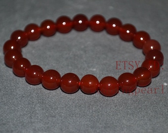 rotes Armband, dehnbares Armband, Yogaarmband, Hochzeitsarmband, Armband aus roten Perlen, Steinarmband, Mutter Geschenk, rote Perlen