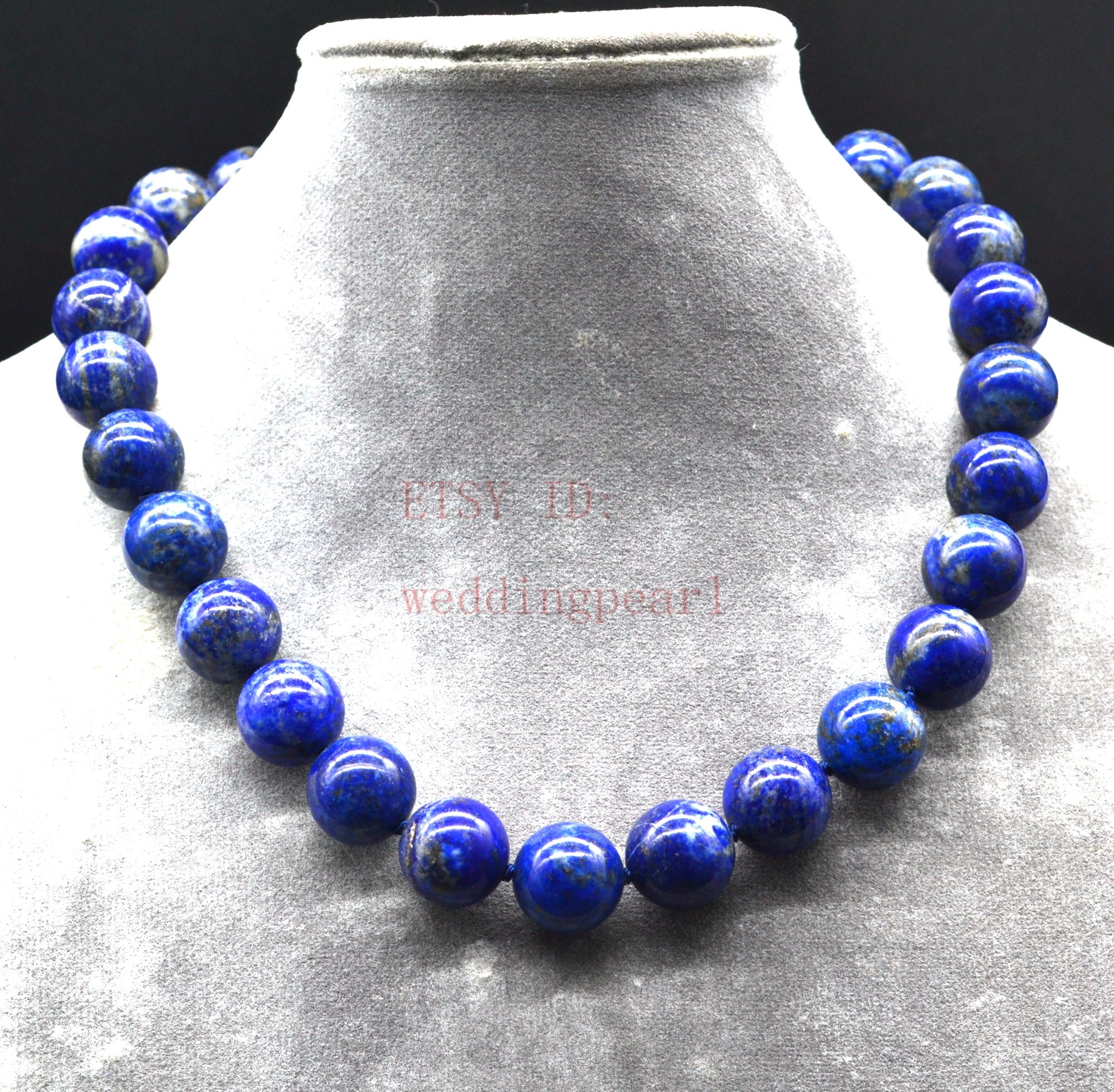 Chunky Link Chain with Lapis Bead | 18 Inches | Jane Win