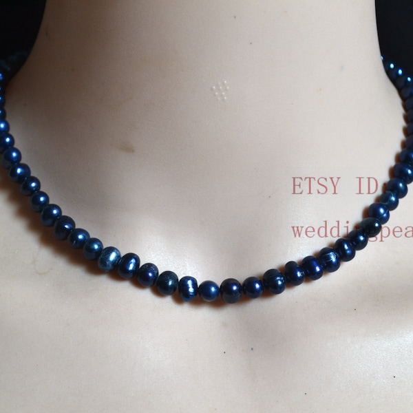 Deep blue black pearl necklace, freshwater pearl necklaces, real pearl necklaces, cheap pearl necklace, dark blue beaded necklace