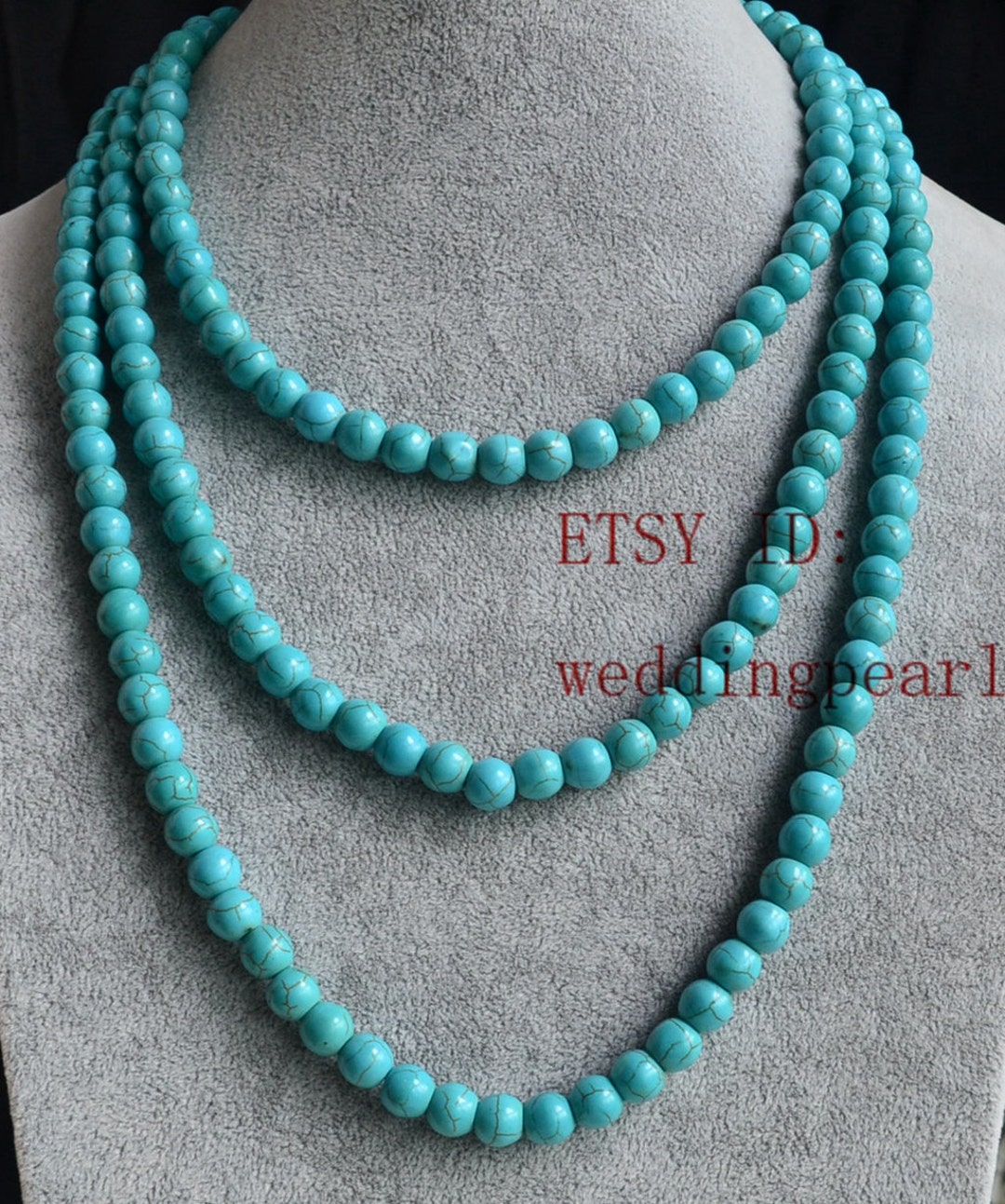 55'' turquesa collar largo único collar de turquesa - Etsy México