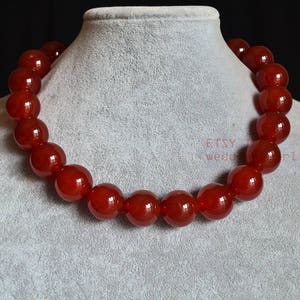 so big red agate necklace, 18 mm red bead necklace, agate choker necklace,women necklace, heavy necklace, real stone necklace