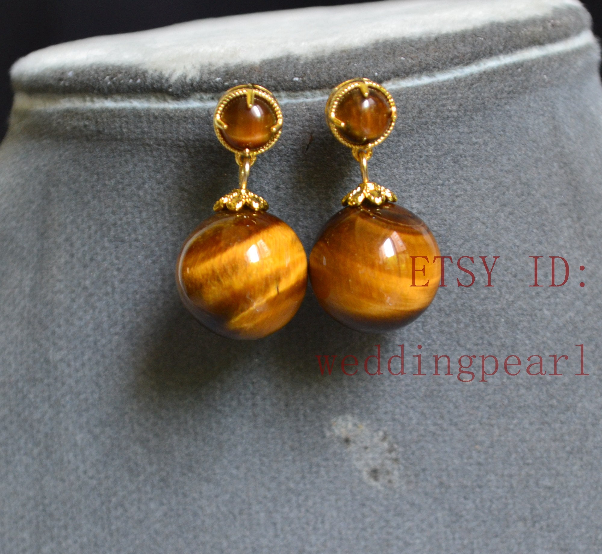 Tigers Eye Earrings Clip On - Etsy
