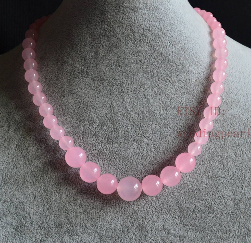 Pale Pink Jade Gradually Necklace Single Strand Jade | Etsy