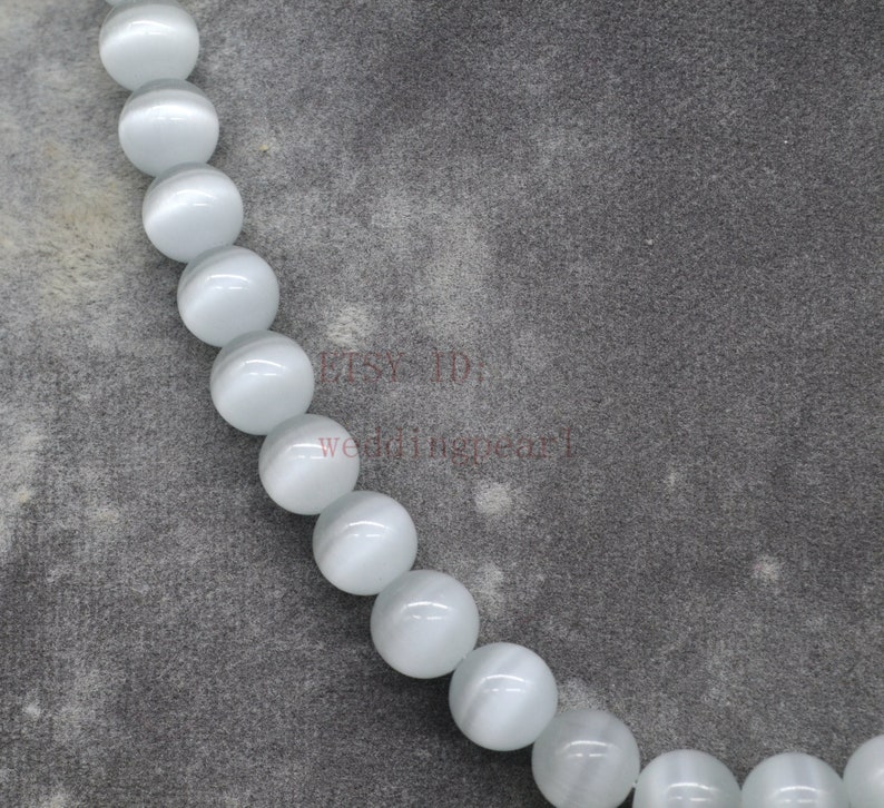 10mm White Color Cat's Eye Stone Necklace Statement Etsy