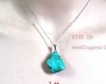 マトリックスターコイズペンダントトップ Large Blue Green with Matrix Kingman Turquoise Necklace | Big