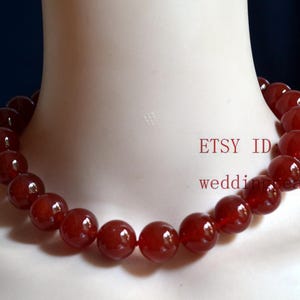 big red agate necklace, hand knotted 16mm agate necklace, semi precious stone necklace, big bead necklace, choker necklace, women necklace