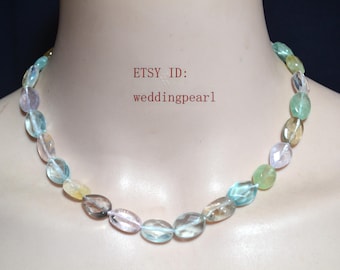 Multicolor Crystal Bead Necklace, Stainless Steel Clasp