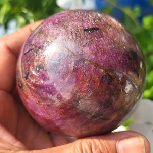 Natural Ruby Sphere-Ruby Gemstone Ball-Healing Sphere-Unique Crystal Gift-Decor 485cts