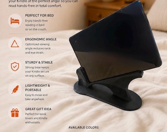 Ergonomiczny uchwyt na Kindle do łóżka – drukowany w 3D stojak na czytnik e-booków bez użycia rąk, lekki dodatek do czytania