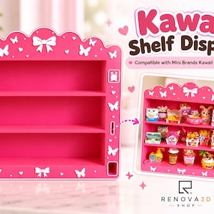 Shelf Display compatible with Mini Brands Kawaii collection | Vending Machine Inspired 3D Printed Organizer