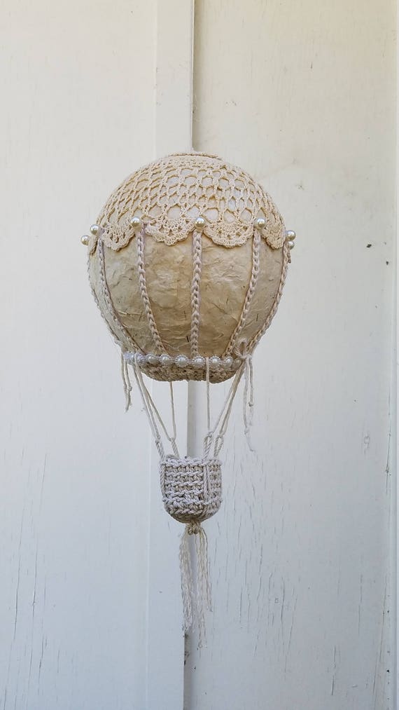 Items similar to Hanging paper mache hot air balloon in neutral on Etsy