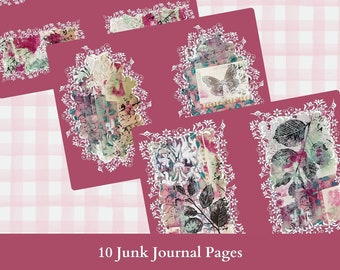 10 junk journal pages for junk journals, scrapbooks and mixed media