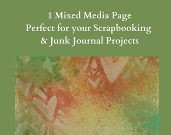 1 mixed Media background for junk journals, scrapbooks and mixed media