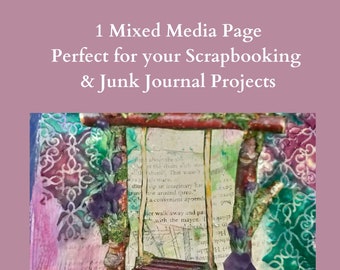 Mixed media background for junk journals, scrapbooks and mixed media