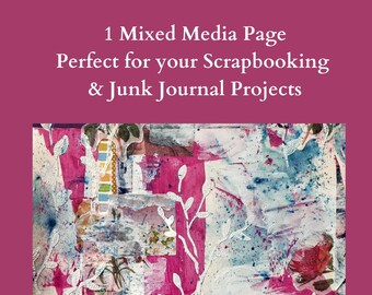 Mixed media background for junk journals, scrapbooks and mixed media