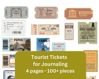 Tourist tickets for journaling, DIGITAL DOWNLOAD, tourist hot spot entry passes, tickets for scrapbooking and junk journals, print at home