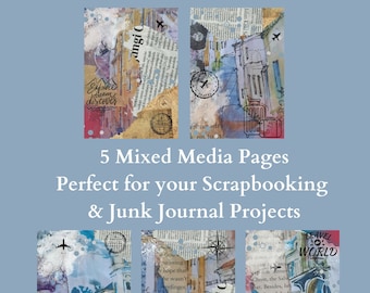 5 mixed media TRAVEL backgrounds. Perfect for your travel themed junk journal, scrapbook and mixed media projects.. Travel paper background