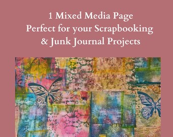 Mixed media background for junk journal page, scrapbook page and mixed media page