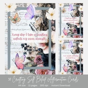 30 cartes - affirmations de création (croyance en soi) - téléchargement immédiat/taille A4 / affirmations positives / cartes de création / pleine conscience / estime de soi