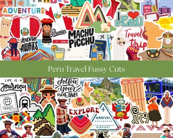 A4 PERU Fussy Schneidebilder | Reise Junk Journal Ephemera, druckbare wählerische schneiden / Aufkleber & Scrapbook Verzierungen