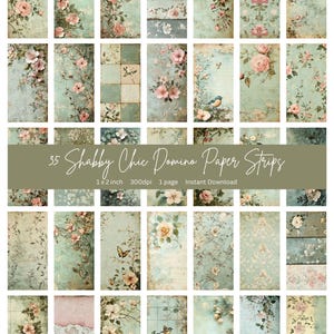 1 x 2 inch Dominos |35 Shabby Chic domino images |Perfect for Scrapbooking, mixed media, junk journal, magnet, glass/resin jewellery