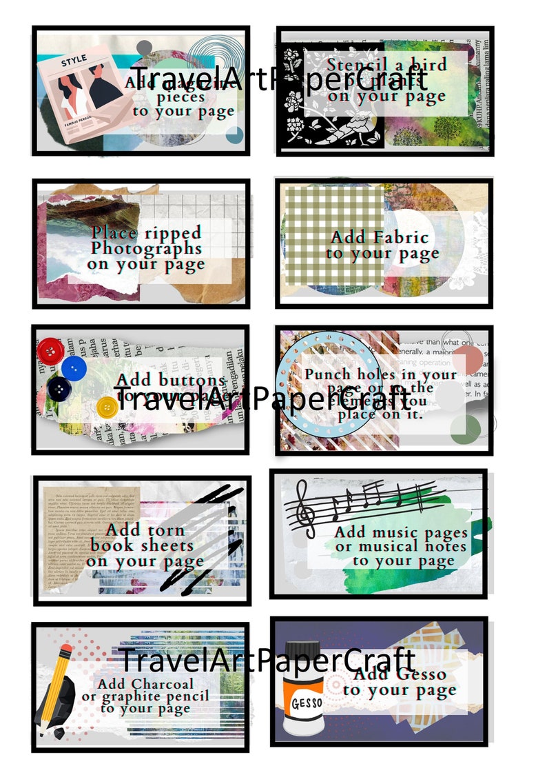 Mixed Media Prompt Cards- 40 Cards, A4, Art Journaling Inspiration for ...