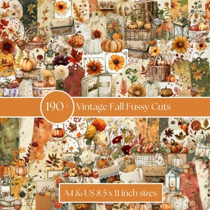 190 Vintage Fall Fussy‑Cut Images | A4 & US 8.5 x 11 inch | Printable Ephemera for Junk Journals 300 DPI