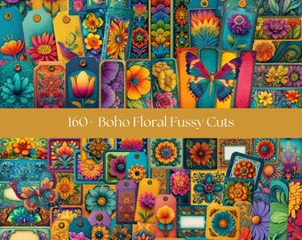 A4 Boho Fussy Cutting Images | 8 pages | Perfect for Junk journals, scrapbooking, glue books and all craft projects | Instant download