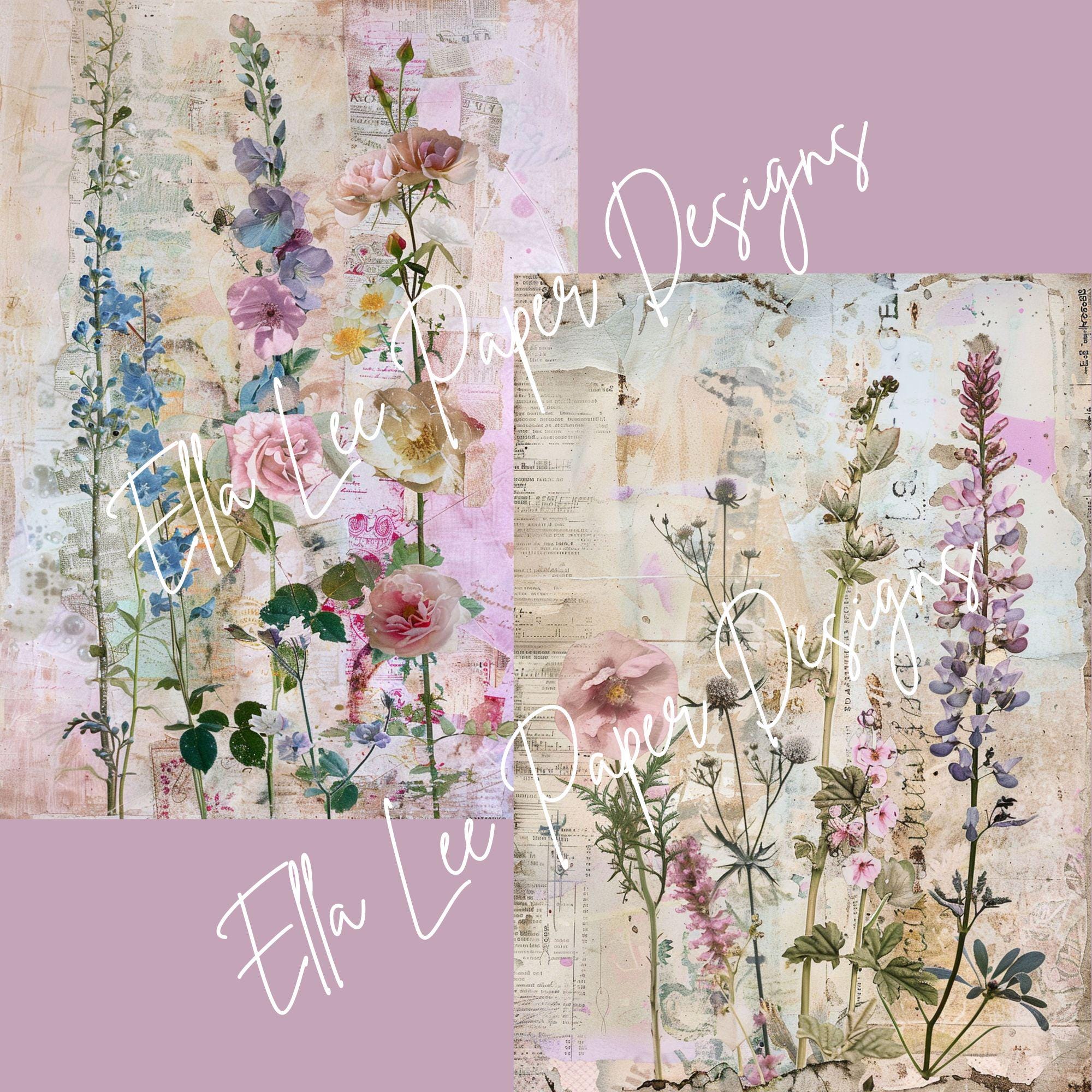 Mom’s Cottage Garden A4 Junk Journal Papers | Shabby Chic Floral ...