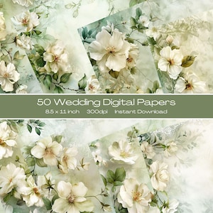 8.5 x 11 inches Wedding junk journal wedding scrapbooking papers vintage wedding journal paper for wedding scrapbook 50 pages