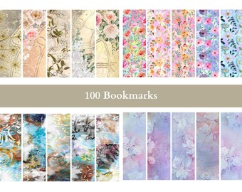 100 Bookmarks bundle, floral, butterflies and other designs. Mixed Media designs.