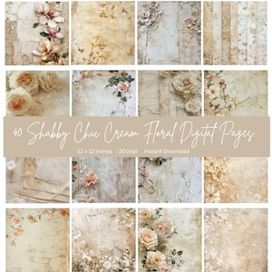 12 x 12 Zoll Junk Journal Papier Scrapbook Papier digital junk journal papers for scrapbook junk journal kits cream shabby chic Junk Journal